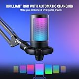 FIFINE USB Gaming Microphone Kit RGB Mute Boom Arm Shock Mount Pop Filter view 4