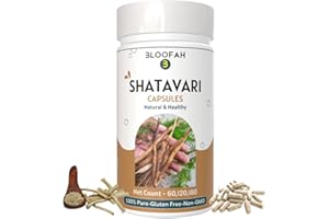 Bloofah Shatavari Capsules 5000mg - 180 Count | Natural Hormonal Balance Support Supplement | Non-GMO, Gluten Free Formula | Shatavari (Asparagus racemosus) Root Extract 10:1 Powder Herbal