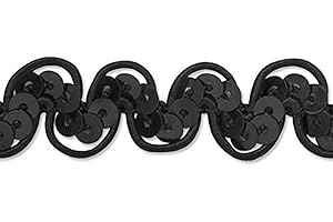 Expo International Rylee Stretch SequinTrim Trim, 20 Yards, Black