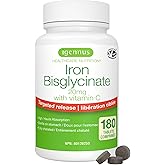 Igennus Clean Iron Bisglycinate 20mg with Vitamin C, 6 Month Supply, Chelated Form and Gentle on the Stomach, High Absorption