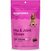 Amazon Basics Dog Hip &amp; Joint Daily Supplement Chews with Glucosamine, MSM, and Vitamin C, Duck Flavored, 120 Count, Packaging May Vary