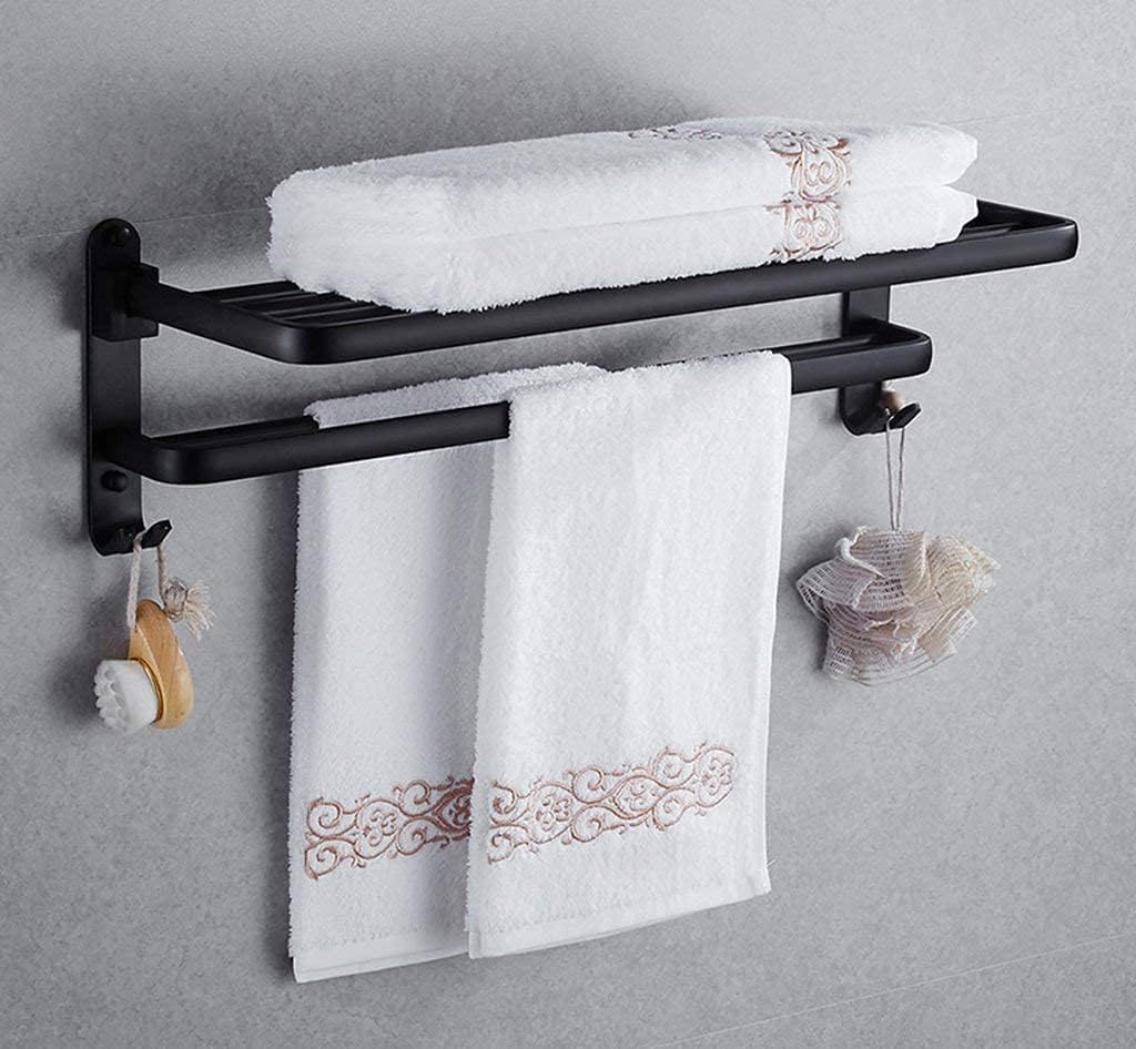 WCD Shower Caddy Space Aluminum Bathroom Shelf Wall Hanging Black Towel