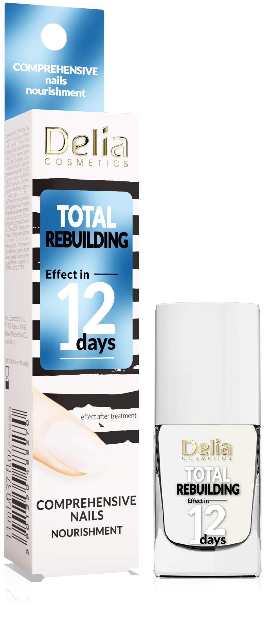 Delia Cosmetics - Nail Conditioner - Total Rebuilding Reconstructing, Strenghtening for Damaged & Brittle Nails - Calcium & Vitamins Whitens & Nourished Nails - 11 ml — image 1