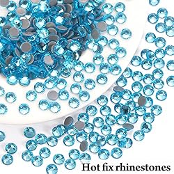 Novani Hotfix Rhinestones, Aquamarine Flatback