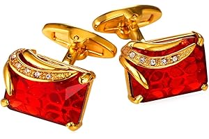 U7 Men Cufflinks for Wedding Christmas Business Platinum or 18K Gold Plated Crystal Fancy Stone Cuff Links, Custom Photo Cufflinks,Gift Packed