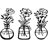 3 Pieces Metal Flowers Wall Arts, Black Farmhouse Wall Art, Metal Art Decor For Indoor Kitchen, Bathroom, Living Room, Dining Room, Office, Home, Housewarming Gifts