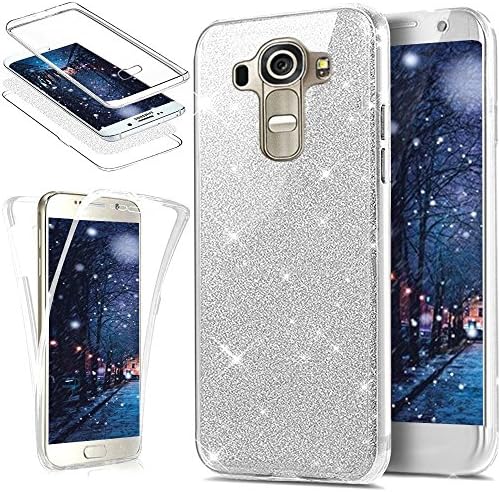 Case for LG G4,LG G4 Silicone Case.KunyFond Phone Case Front and Back All Around Double Protective,Bling Shiny Glitter Crystal Silicone Case Full Body 360 Degrees Protection Transparent TPU Mobile Case Shock Absorbing Complete Case Crystal Kirstall Case Soft Flexible Silicone Case Mobile Belt Case Pouch Cover Case TPU Bumper Shell for LG G4-Silver