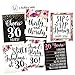 6 30th Birthday Wine Bottle Labels or Stickers Present, 1991 Dirty Thirsty Flirty Thirty Bday Gifts For Women, Cheers to 30 Years, Funny Pink Black Gold Party Decor Supplies For Wife, Girl Mom Friend