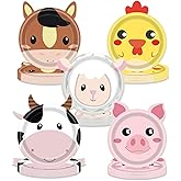 Lousuip 50pcs Farm Animals Tableware Barnyard Themed Dessert Plates Farm Cow Pig Sheep Cock Mule Disposable Birthday Party Supplies