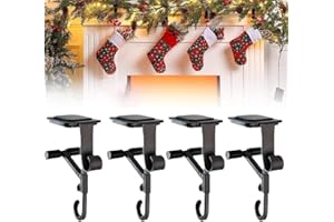 ORTSMA Paeose Garland Holder, 2-in-1 Fireplace Stocking and Garland Hanger for Mantle, Heavy Duty Christmas Stocking Holder Stand for Indoor Outdoor Decoration, No Drill, Holds Up to 20 lbs(4PCS)