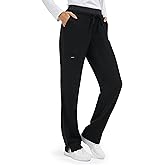 Tapata Scrub Pants for Petite Women 26"/28" Inseam Straight Leg Cargo Drawstring Bottoms with 5 Pockets