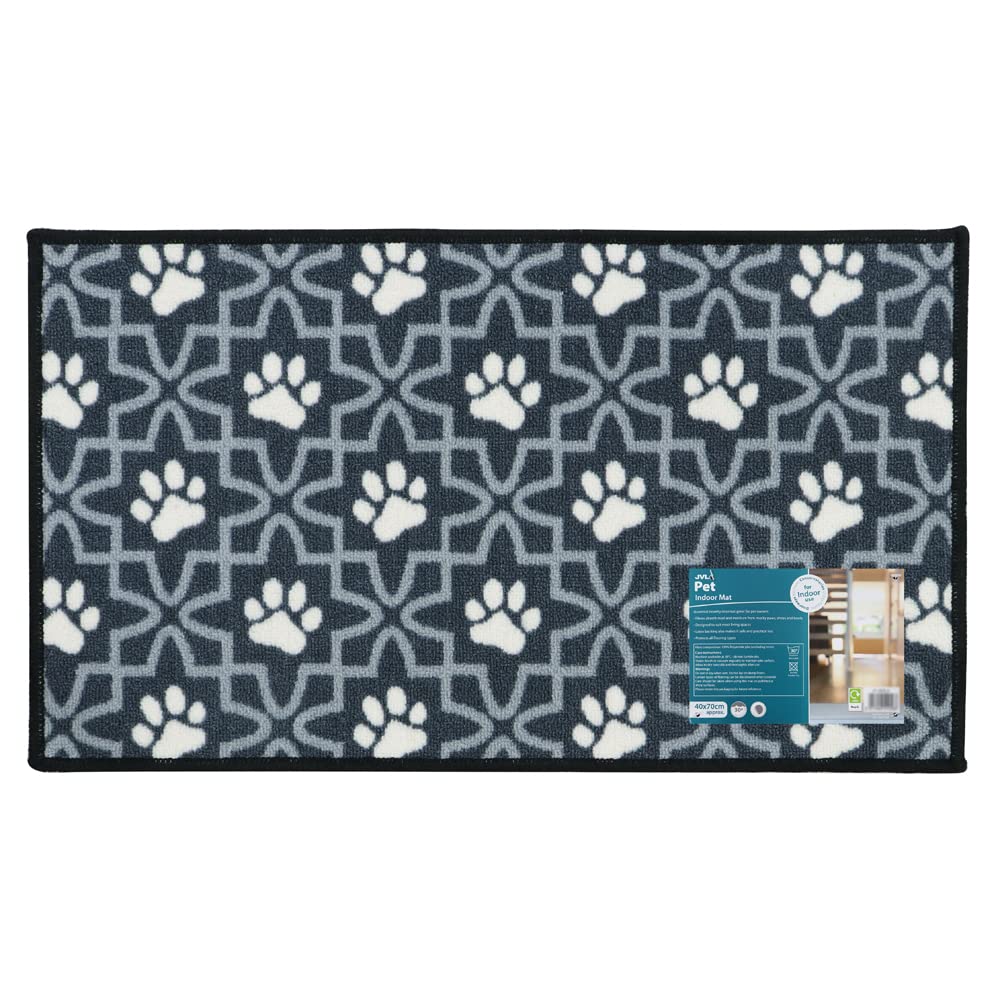 JVL Machine Washable Pet Mat 40 x 70 cm, Lattice Paws, 01-263LA