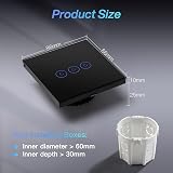 BSEED Smart Light Switch 3 Gang 2 Way Black Glass Backlit view 4
