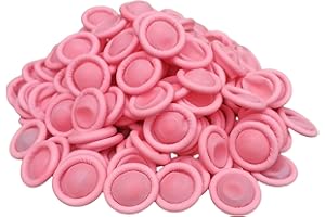 DJCIW 100PCS Disposable Latex Finger Cots,Medium Size, Fingertip Protector Gloves for Electronics Repair, Crafts, Medical Use & Industrial Applications,Thumb Covers for Finger Protection Pink