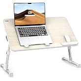 Laptop Desk Table, SAIJI Laptop Stand, Portable Lap Desks | Notebook Standing Breakfast Tray Reading Desk for Sofa Couch Bed Floor (Teak,Medium Size)