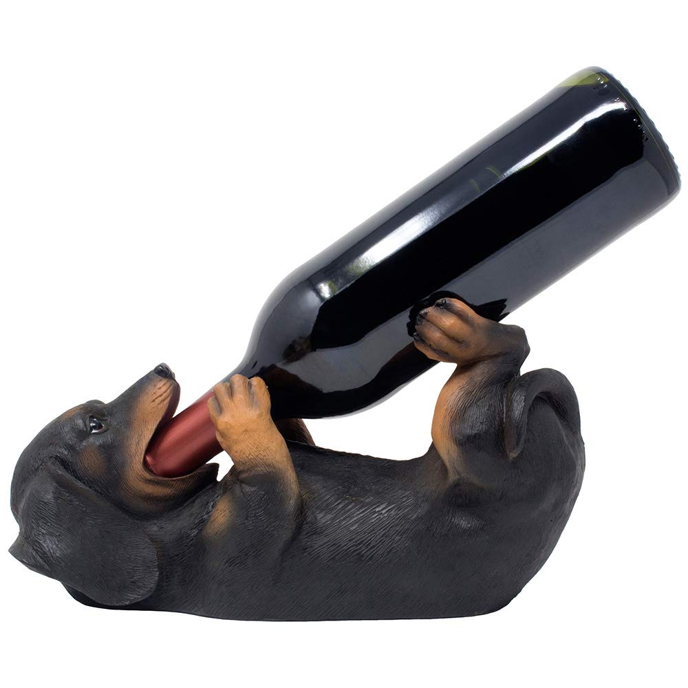 Dachshund Weiner Dog Puppy Wine Bottle Holder Statue with