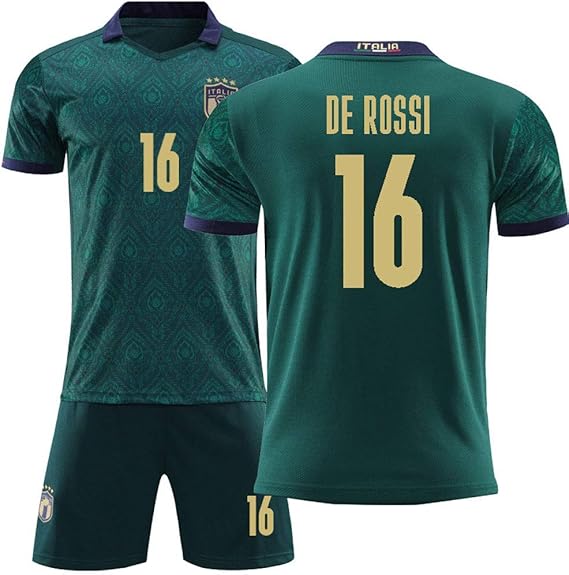 Amazon イタリア2ndアウェイメンズサッカーユニフォームセット 16デロッシ ユースショートスリーブtシャツキッドマッチサッカー トレーニングチーム サッカー フットサル シャツ 通販