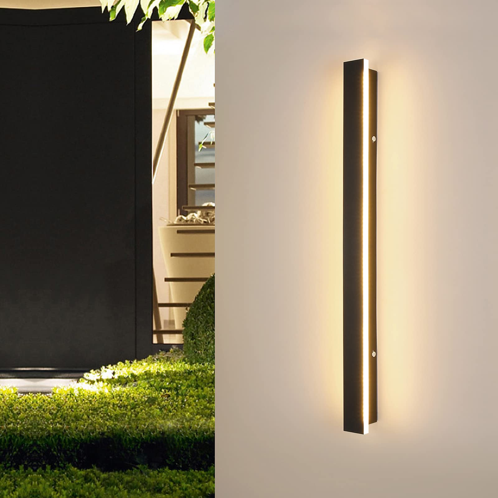 Mikeru 120CM Outdoor Light, 3000k Warm White Light 42W Wall Hanging Acrylic Fence Lights Modern Rainproof LED Long Strip Wall Mounted Light for Garden Hallway Living Room Villa