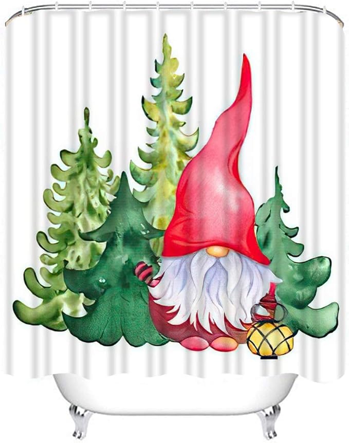 Y·JIANG Cartoon Shower Curtain Set, Scandinavian Christmas