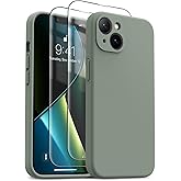 OTOFLY for iPhone 14 Case, Upgraded Silicone 14 Phone Case [2 Pack Screen Protectors][Camera Protection] Shockproof Women Men Girl Protective Case Cover for iPhone 14 6.1" - Calke Green