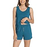 GYS Women's Bamboo Viscose Pajamas Set - Sleeveless Tank Top and Sleep Shorts Summer Pjs Lightweight Cooling Sleepwear