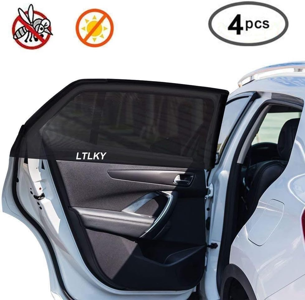 Car Window Shades for Baby & Pets, Front and Rear Side Car Sun Shades, Block Harmful UV, Anti-Mosquito, Universal Fit! (4 Pack)