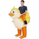 M MH ZONE Inflatable Duck Costume for Adults - Funny Yellow Ride on Blow Up Cosplay Suit for Halloween Party