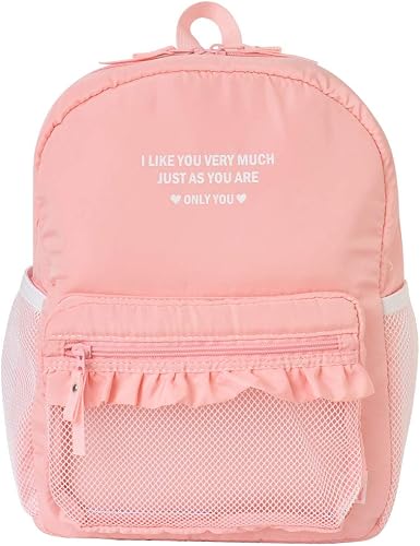 Amazon リュック キッズ 女の子 かわいい 子供 通園 幼稚園 軽量 2サイズ 小学生 チェストベルト付き ハーネス付き パステル ガーリー ロゴテープ リュックサック Hauhau ハウハウ シューズ バッグ