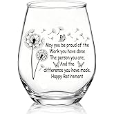 XQLZY May You Be Proud Of The Work You Have Done Stemless Wine Glass, Funny Retirement Wine Glass Farewell Gifts for Mom Grandma Aunt BFF, Christmas Birthday Thanksgiving Gifts for Women Sister Friend