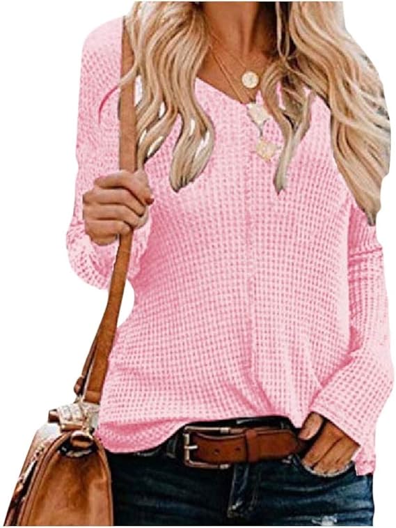 Amazon Candiyer レディースロングスリーブブラウス立体プルオーバーvネックニットシャツ Pink Xl セーター 通販