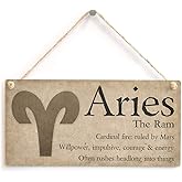 Hty Aries The Ram - Beautiful Spiritual Gift Astrology Sign of The Zodiac Plaque 10