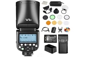 Godox V1-S Round Head Speedlite with AK-R1 Accessories Kit, TTL Speedlight 2.4G Wireless System 1/8000s High-Speed Sync, 10 Level LED Modeling Lamp, Compatible with Sony DSLRs