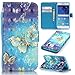 S6 Case, Samsung Galaxy S6 Case, Lwaisy [Wrist Strap] [Stand Function] Premium PU Leather Wallet Phone Case Flip Cover Built-in Card Slots for Samsung Galaxy S6 (Gold Butterfly)
