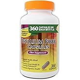 KS Psyllium Fiber Capsules, 360 Count, Supports Digestive Health, Gluten-Free, 100% Natural Fiber Supplement for Daily Wellness
