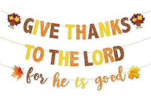 DENEO Give Thanks To The Lord Banner, Christian Thanksgiving Decorations, Fall Thanksgiving Banner, Fall Autumn Theme Jesus Autumn Harvest Party Supplies 2TGB