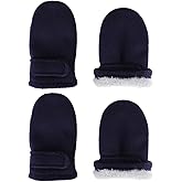 Toddler Mittens Baby Boy Girls Winter Warm Mittens Kids Easy-On Sherpa Fleece Lined Mittens Snow Infant Gloves 2 Pairs