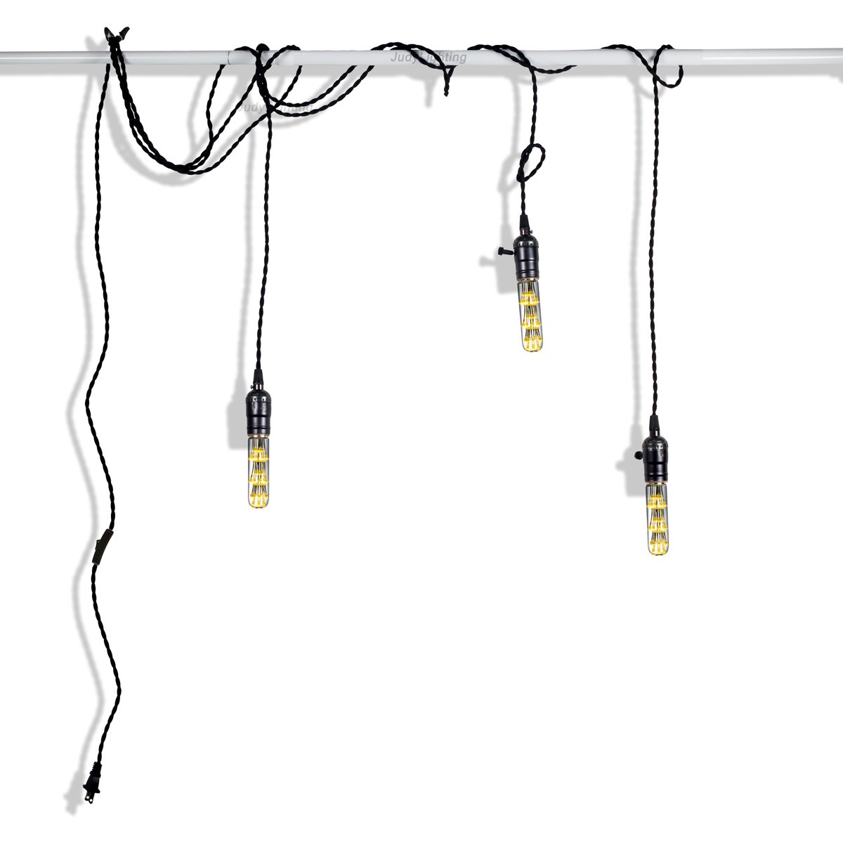 Judy Lighting T10 Tubular Firework LED Light Bulb, E26 3W 2300K Warm White Clear Glass, Decorative Vintage Antique Starry Light Bulb for Bathroom, Bedroom, Wedding, Christmas