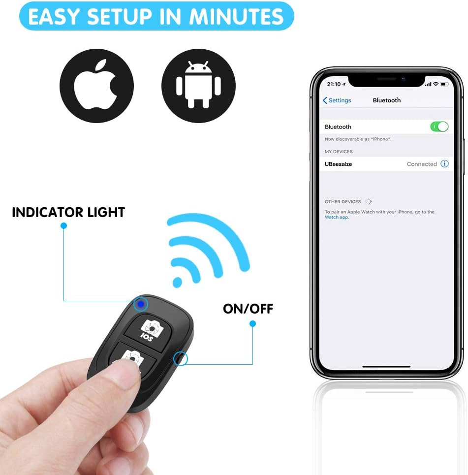 UBeesize Cell Phone Tripod Mount with Wireless Remote, Selfie Stick Monopod Head and Tripod Adapter Stand Holder Compatible with iPhone Android and All Phones: Camera & Photo