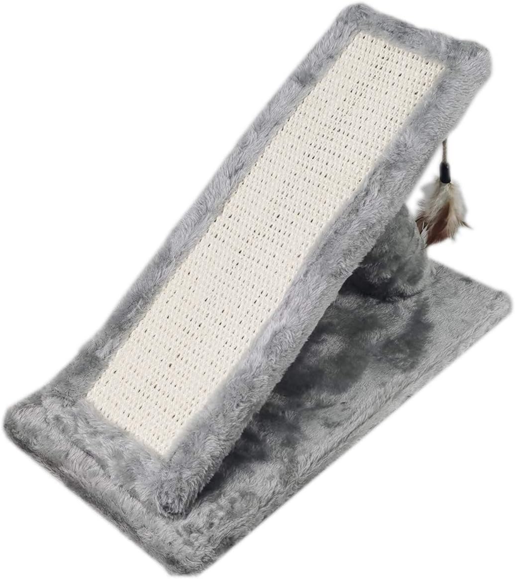 Dimaka Incline Cat Scratching Pad, Angle Scratcher with Natural Sisal Mat, Fabric Cover with