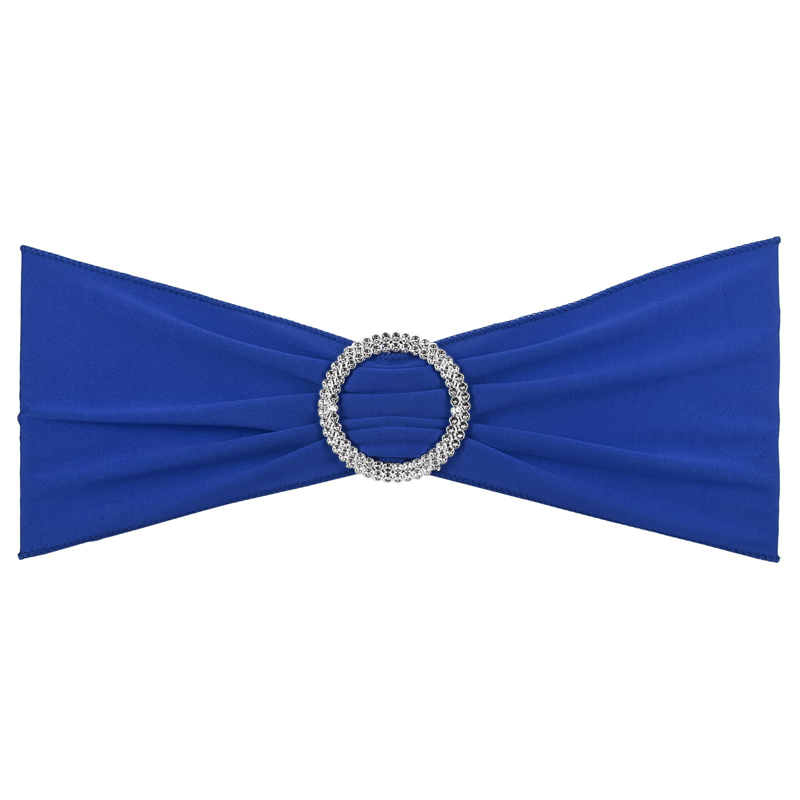 PATIKIL 13" x 5" Stretch Chair Sashes Bows, 25 Pack Elastic Chair Bands Sashes with Buckle Slider for Wedding Banquet Decorations, Blue