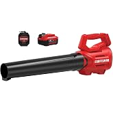 CRAFTSMAN V20 Cordless Axial Leaf Blower Kit, Includes 4.0 Ah Battery and Charger, 100 MPH and 380 CFM Clearing Power, Lightweight, 2 Speed Trigger (CMCBL700M1)