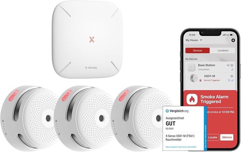 X-Sense FS31 SBS50 Smart Wi-Fi Smoke Alarm System Kit 3XS01-M XS01-M
