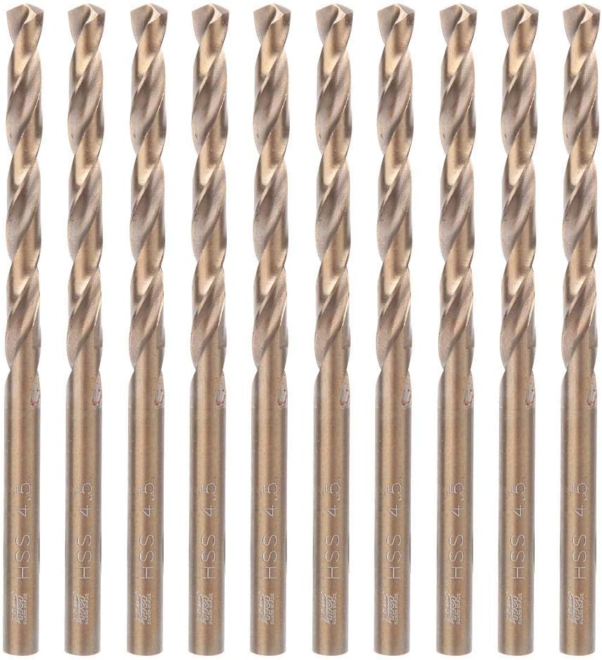 10pcs High Speed Steel HSS Twist Drill Bits 4mm /4.5mm/5.0mm/5.5mm Drilling Tool for Stainless Steel Iron Plate Wood Plastic Aluminum(4.0mm)