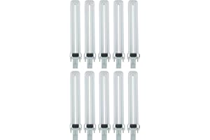Sunlite PL13/SP65K Compact Fluorescent Single U-Shaped Twin Tube Light Bulb, 13 Watts, 120 Volts, 720 Lumens, 2-Pin GX23 Base, 6500K Daylight, 10 Pack