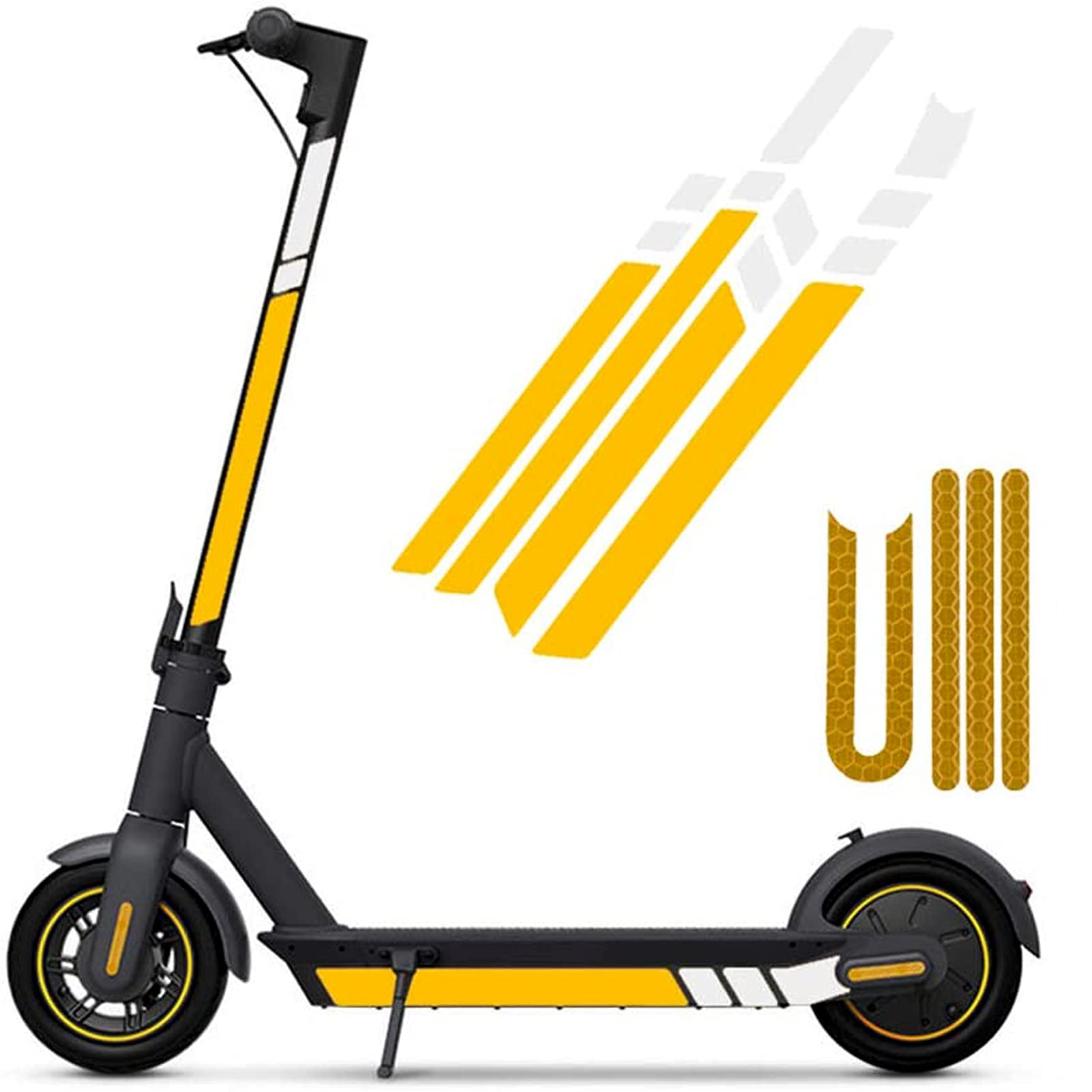 Scooter Reflective Sticker Waterproof Reflective Decals Decorative for Xiaomi Mijia M365 E-Scooter and Ninebot Es1 / Es2 / Es4 Electric Scooter Accessories (Yellow Yellow White)