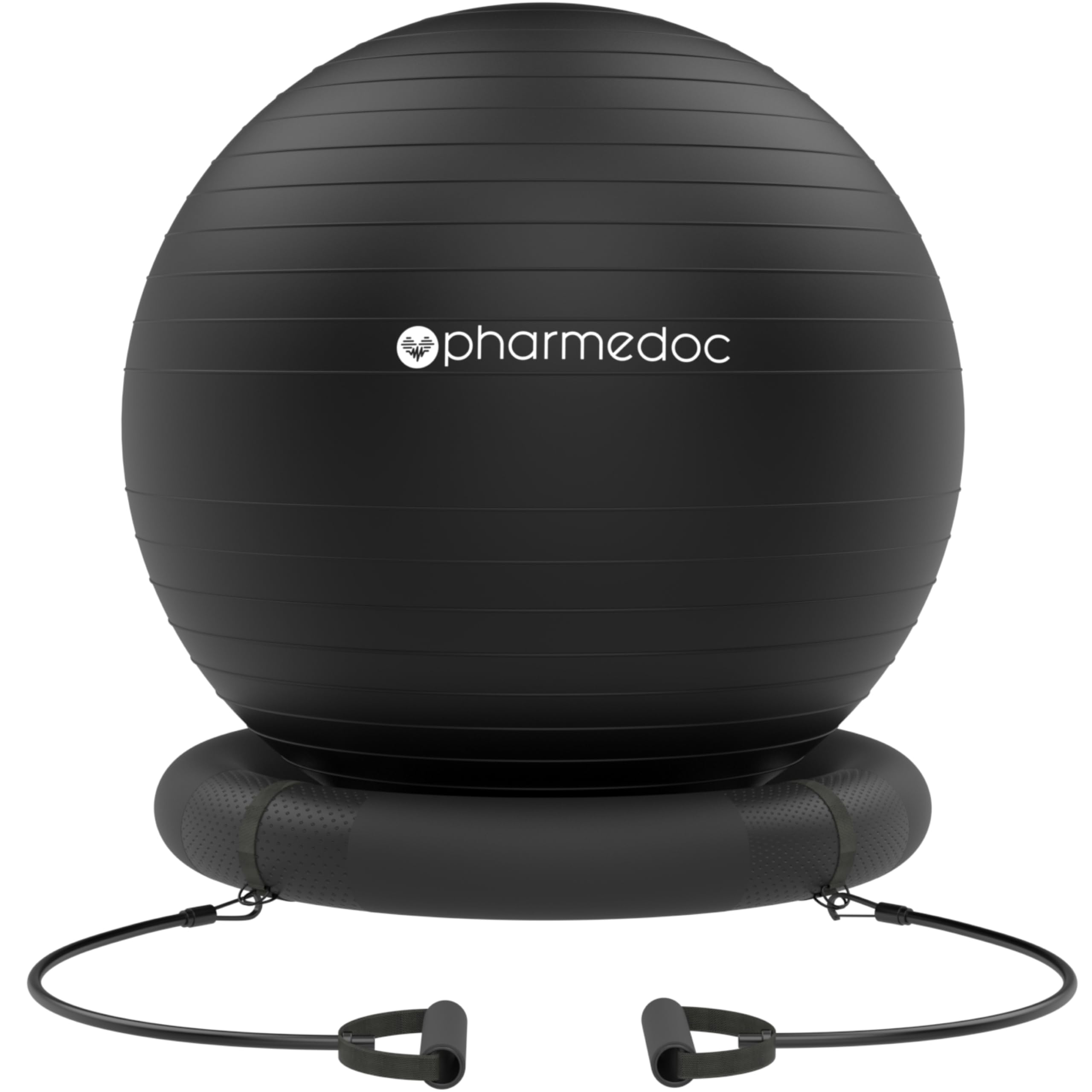 Photo 1 of Pharmedoc Yoga Ball Chair with Base and Exercise Straps - Stability & Fitness Ball Seat for Home Office, Pregnancy & Workout