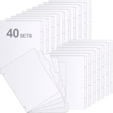 Chuangdi 200 Pcs Binder Divider with 5 Tab for 3 Ring Binder, White | 24 Set Bulk Pack, 5 Tab Dividers for 3 Ring Binder Letter Size 9 X11.5 Inch, Durable Paper, Fits School Office Supplies,