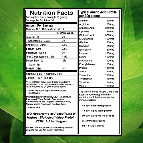 Pure 100% Whey Protein Low Carb Low Fat French Vanilla Flavor Powder All Natural Ultrafiltered with High Branched Chain Amino Acids and 1000 mg L-Glutamine. No Artificial Sweeteners or Flavors. 2 Pounds (Pack of 2) - Thumbnail 2