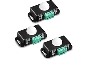 WEEWOODAY 3 Packs 12 V 24 V PIR Sensor Adjustable LED c Black Infrared Motion Detector Body Motion Sensing Light Switch PIR Controller with Embedded PIR Probes for Flexible LED Strip Lights