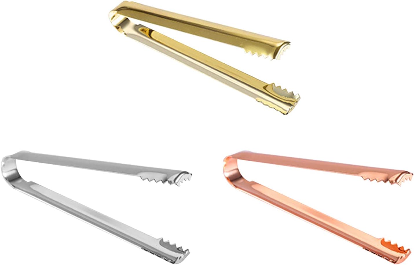 3 Pieces Stainless Steel Ice Tongs Appetizers Cube Sugar Serving Tongs